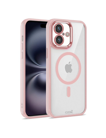 Carcasa TPU transparente iPhone 16 magnética borde rosa