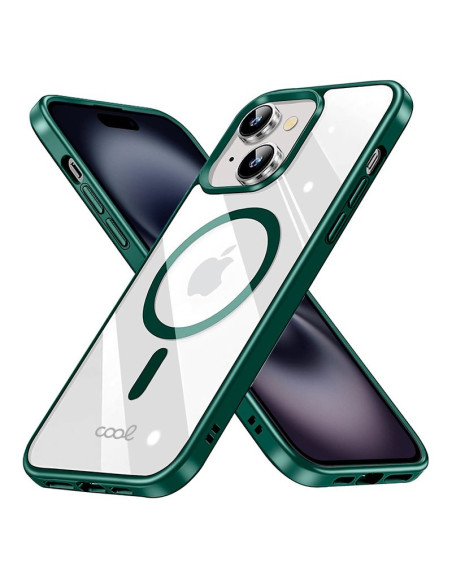 Carcasa TPU transparente iPhone 16 magnética borde verde
