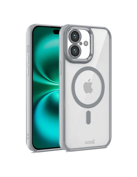 Carcasa TPU transparente iPhone 16 Plus magnética borde plata