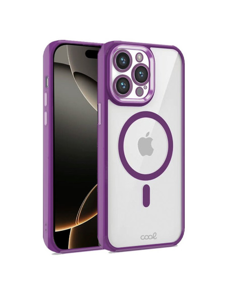 Carcasa TPU transparente iPhone 16 Pro magnética borde violeta