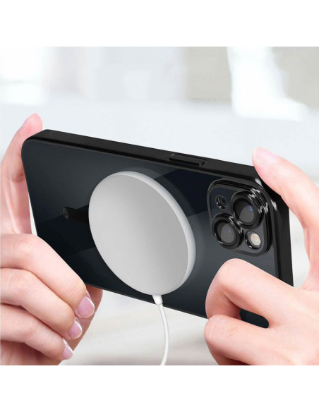 Carcasa TPU transparente iPhone 16 Pro Max magnética borde negra