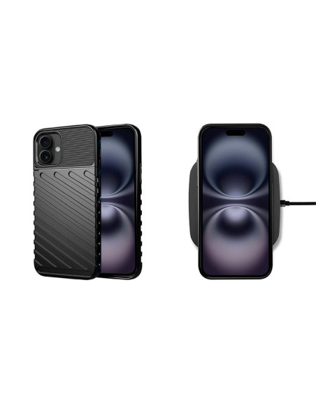 Carcasa TPU reforzada iPhone 16 armadura negra