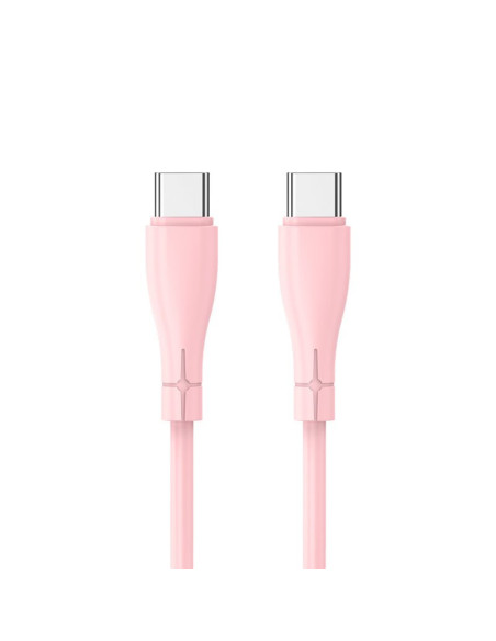 Cable USB COOL universal silicona tipo C a tipo C (1 metro) rosa