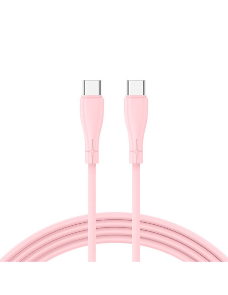 Cable USB COOL universal silicona tipo C a tipo C (1 metro) rosa