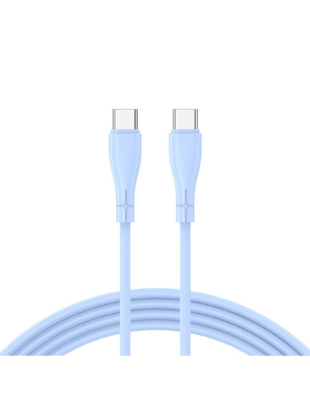 Cable USB COOL universal silicona tipo C a tipo C (1 metro) azul celeste