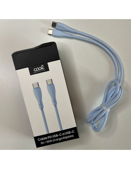 Cable USB COOL universal silicona tipo C a tipo C (1 metro) azul celeste