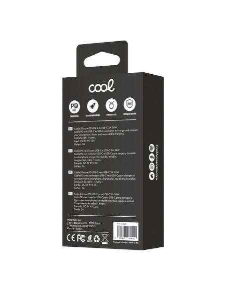 Cable USB COOL universal silicona tipo C a tipo C (1 metro) azul celeste