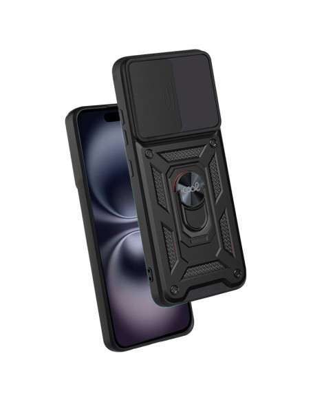 Carcasa reforzada cama TPU iPhone 16 anilla negra