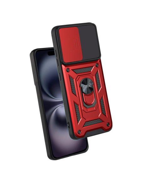 Carcasa reforzada cama TPU iPhone 16 anilla roja