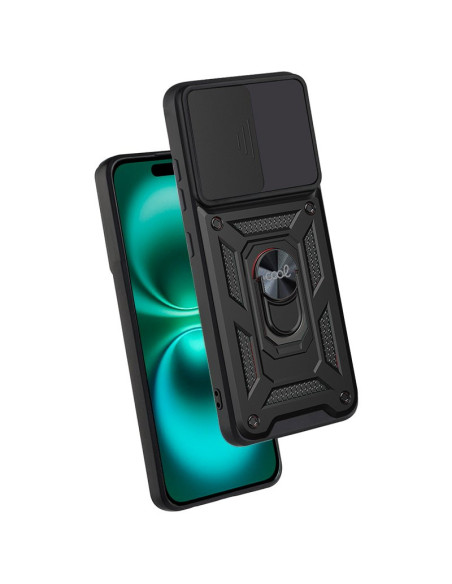 Carcasa reforzada cama TPU iPhone 16 Plus anilla negra