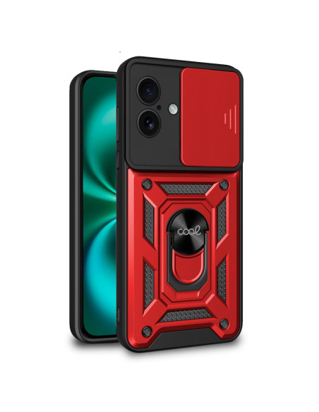 Carcasa reforzada cama TPU iPhone 16 Plus anilla roja