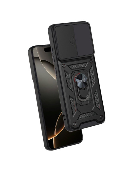 Carcasa reforzada cama TPU iPhone 16 Pro anilla negra