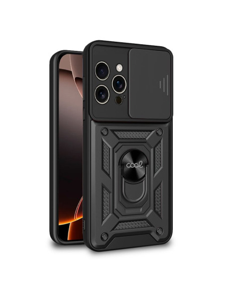 Carcasa reforzada cama TPU iPhone 16 Pro Max anilla negra