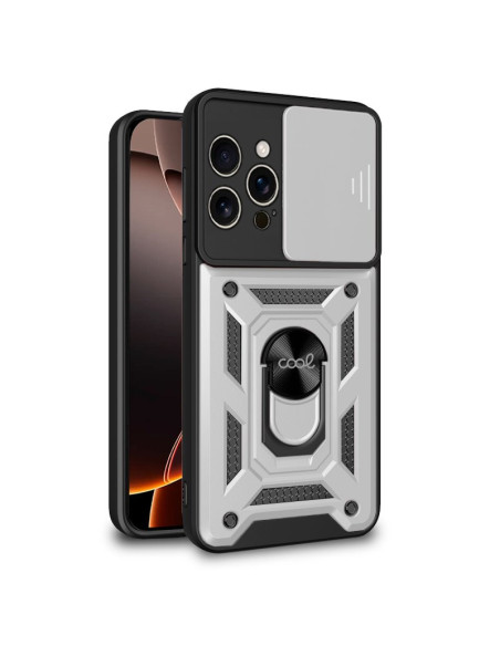 Carcasa reforzada cama TPU iPhone 16 Pro Max anilla plata