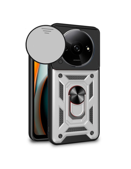 Carcasa reforzada cama TPU Xiaomi Redmi A3 anilla plata