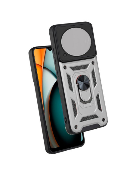 Carcasa reforzada cama TPU Xiaomi Redmi A3 anilla plata