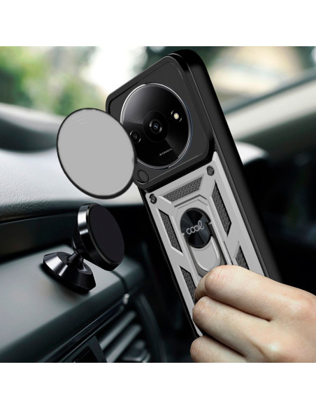 Carcasa reforzada cama TPU Xiaomi Redmi A3 anilla plata