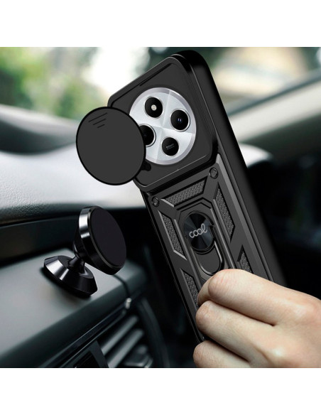 Carcasa reforzada cama TPU Xiaomi Redmi 14C / Poco C75 anilla negra