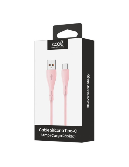 Cable USB COOL universal silicona tipo C (1 metro) rosa