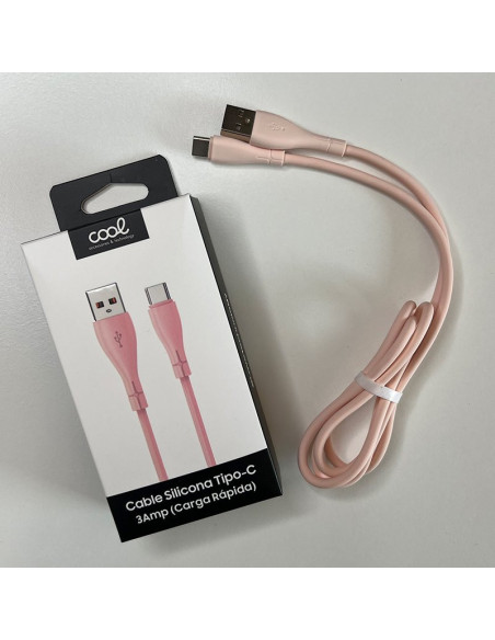Cable USB COOL universal silicona tipo C (1 metro) rosa