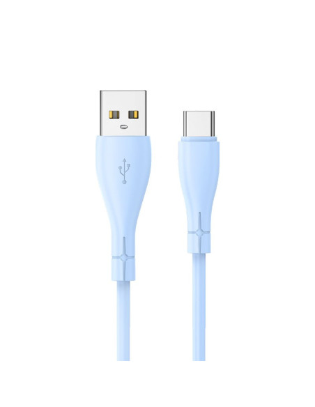Cable USB COOL universal silicona tipo C (1 metro) azul celeste