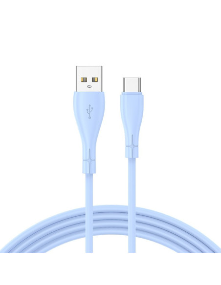 Cable USB COOL universal silicona tipo C (1 metro) azul celeste