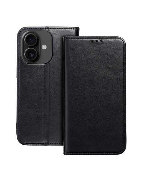 Funda libro soporte TPU iPhone 16 negra
