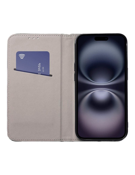 Funda libro soporte TPU iPhone 16 negra