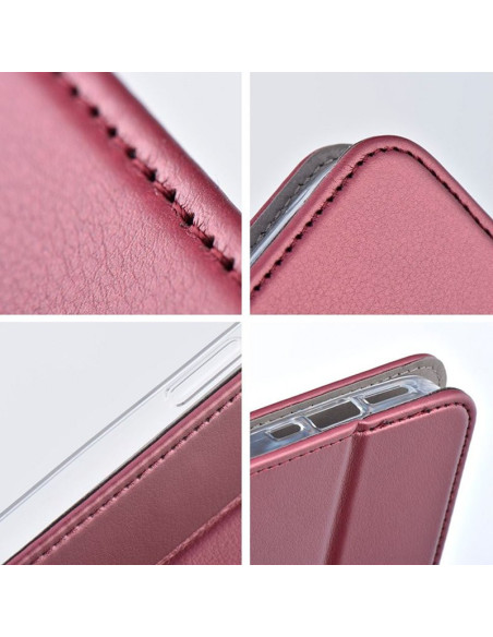 Funda libro soporte TPU iPhone 16 Pro roja burdeos