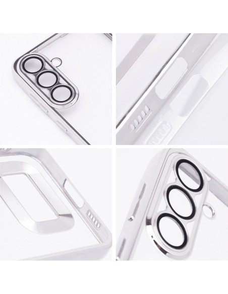 Carcasa TPU transparente Xiaomi Redmi 13C / 13C 5G / Poco C65 borde metalizado plata