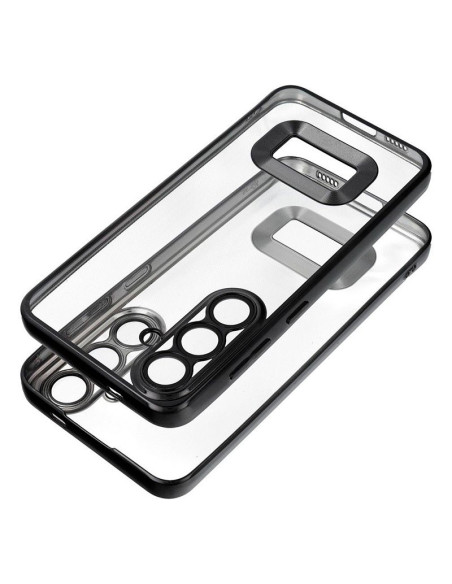 Carcasa TPU transparente Samsung A165 Galaxy A16 / A16 5G borde metalizado negro