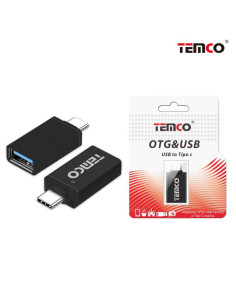 Adaptador OTG conector USB hembra a USB tipo C macho negro