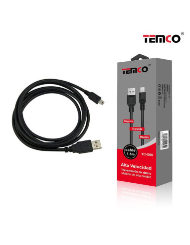 Cable datos universal USB a miniUSB 5 pines 1,5 metros negro